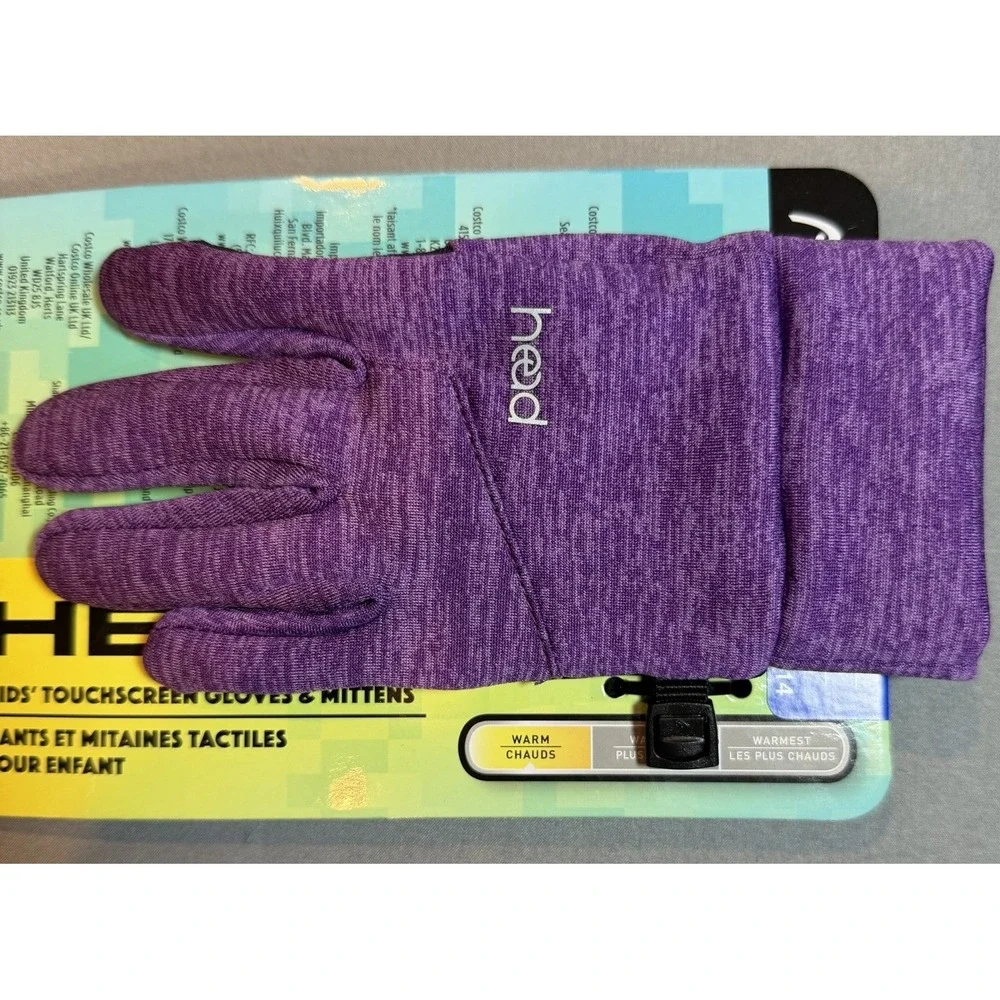 HEAD Touchscreen Winter Gloves Youth Girls Running Warm Purple Violet Large